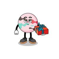 bath bomb mascot illustration giving a gift vector