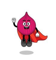 onion red cartoon with flying superhero vector