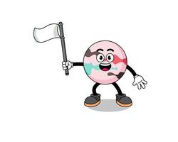 Cartoon Illustration of bath bomb holding a white flag vector