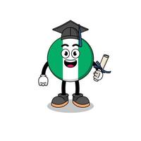 nigeria flag mascot with graduation pose vector