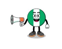 nigeria flag cartoon illustration holding megaphone vector