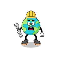 Character Illustration of earth with 404 error vector