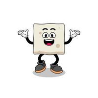 tofu cartoon searching with happy gesture vector