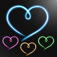 Heart shape light motion effect sets. Vector Illustration