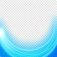 Elegant blue light frame, isolated wavy neon light. Vector Illustration