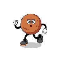 running meatball mascot illustration vector