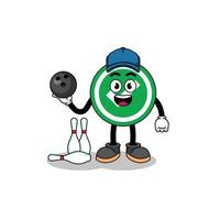 Mascot of check mark as a bowling player vector