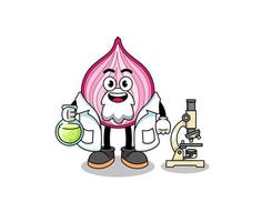 Mascot of sliced onion as a scientist vector