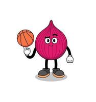 ilustración de cebolla roja como jugador de baloncesto vector