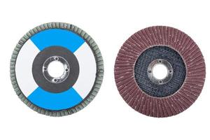 Sandpaper disk. flat sandpaper sanding grinding polishing wheels blades isolated on white with clipping path photo