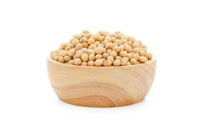 Soybeans in bowl wood isolated on white background with clipping path photo