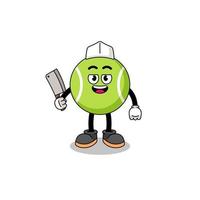 Mascot of tennis ball as a butcher vector