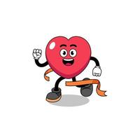 Mascot cartoon of love running on finish line vector