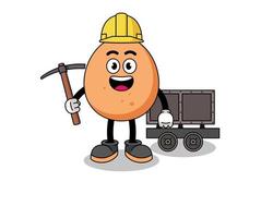 Mascot Illustration of egg miner vector