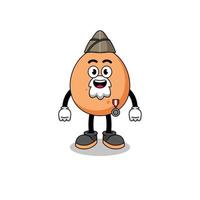 Character cartoon of egg as a veteran vector