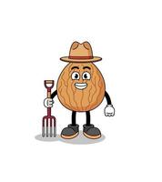 Cartoon mascot of almond farmer vector