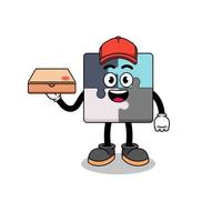 jigsaw puzzle illustration as a pizza deliveryman vector