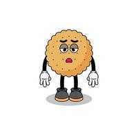 caricatura redonda de galleta con gesto de fatiga vector