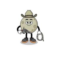 Character mascot of moon as a cowboy vector