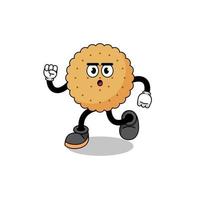 running biscuit round mascot illustration vector