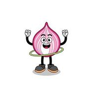 Character Illustration of sliced onion playing hula hoop vector