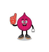 Cartoon mascot of onion red number 1 fans vector