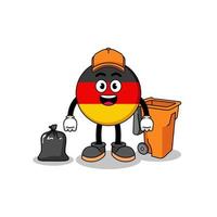 Illustration of germany flag cartoon as a garbage collector vector