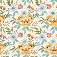 Colorful hand draw flowers seamless pattern for fabric textile wallpaper. vector