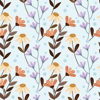 Colorful hand draw flowers seamless pattern. vector