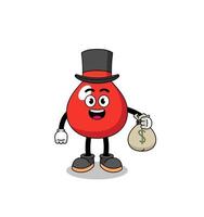 blood mascot illustration rich man holding a money sack vector