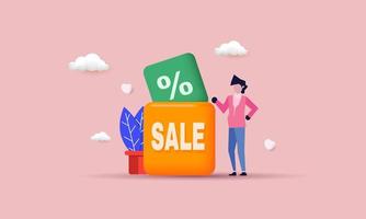 3d realistic people characters shop online store discount vector