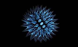 Abstract bacteria or virus cell in spherical shape with long antennas. Corona virus. Pandemic or virus infection concept - 3D Rendering. photo