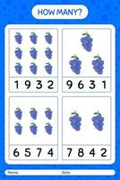 How many counting game with blueberry worksheet for preschool kids, kids activity sheet, printable worksheet vector