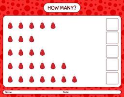 How many counting game with rose apple worksheet for preschool kids, kids activity sheet, printable worksheet vector