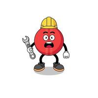 Character Illustration of cricket ball with 404 error vector