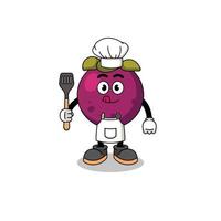 Mascot Illustration of mangosteen chef vector