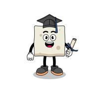 tofu mascot with graduation pose vector