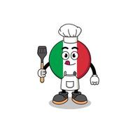 ilustración de la mascota del chef de la bandera de italia vector