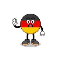 ilustración de dibujos animados de bandera de alemania haciendo stop hand vector