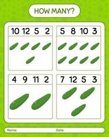 How many counting game with zucchini. worksheet for preschool kids, kids activity sheet, printable worksheet vector