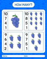 How many counting game with blueberry. worksheet for preschool kids, kids activity sheet, printable worksheet vector