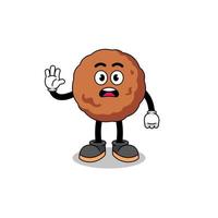 meatball cartoon illustration doing stop hand vector