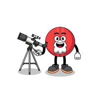 Illustration of cricket ball mascot as an astronomer vector