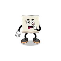 Character Illustration of tofu with tongue sticking out vector