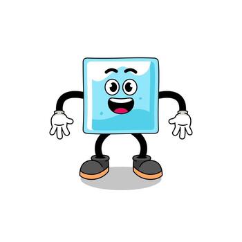 ice block cartoon with surprised gesture vector