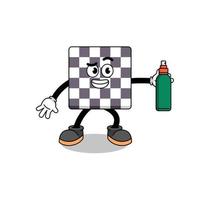 chessboard illustration cartoon holding mosquito repellent vector