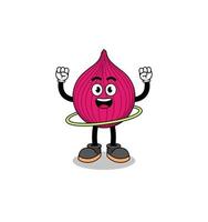 Character Illustration of onion red playing hula hoop vector