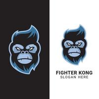 king kong gorilla head face illustration for esports logo design vector