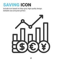 Exchange rate icon vector with outline style isolated on white background. Vector illustration currency sign symbol icon concept for digital business, finance, industry, company, apps, web and project