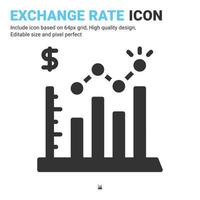 Exchange rate icon vector with glyph style isolated on white background. Vector illustration graph sign symbol icon concept for business, finance, industry, company, apps, web and all project